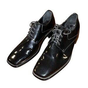 Zengara Square Toe Oxford Black Leather Dress Shoes Men's US 12M